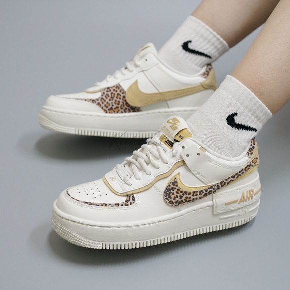 Nike Air Force 1 Shadow Ivory Leopard Print Women's Sneakers Shoes - Picture 1 of 12